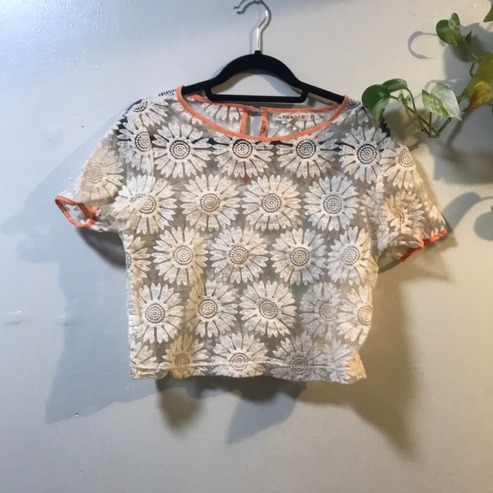 Flowery see through crop top